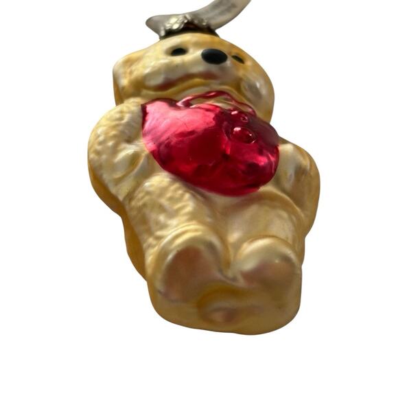 2 Mercury Glass Teddy Bear in Red Vest Christmas Ornaments Made in Germany - Picture 7 of 8